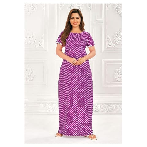Pranjul Cotton Printed Nighty With Side Pocket - 909 - XL