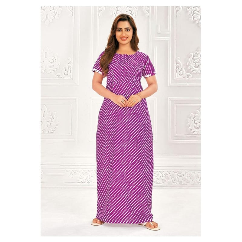 Pranjul Cotton Printed Nighty With Side Pocket - 909 - XL