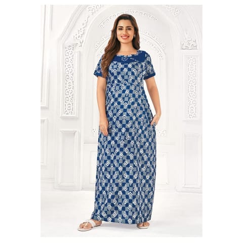 Pranjul Cotton Printed Nighty With Side Pocket - 907