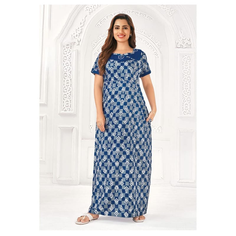 Pranjul Cotton Printed Nighty With Side Pocket - 907