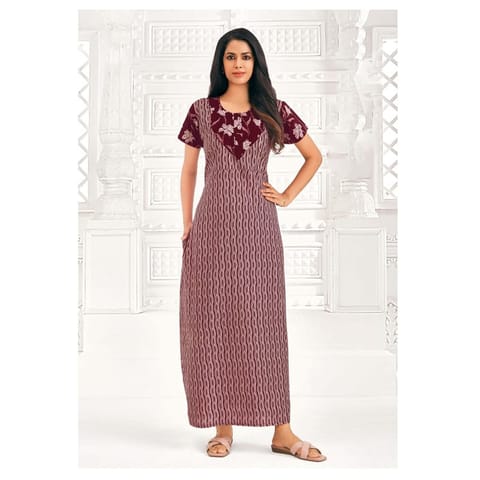 Pranjul Cotton Printed Nighty With Side Pocket - 906