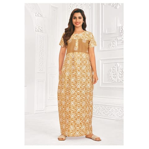 Pranjul Cotton Printed Nighty With Side Pocket - 905