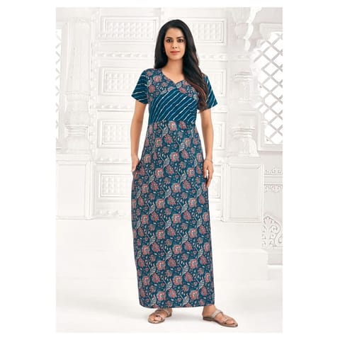 Pranjul Cotton Printed Nighty With Side Pocket - 954