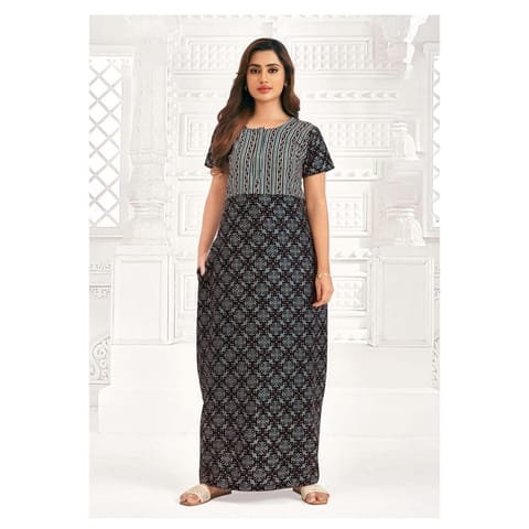Pranjul Cotton Printed Nighty With Side Pocket - 951