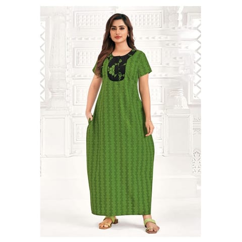Pranjul Cotton Printed Nighty With Side Pocket - 947