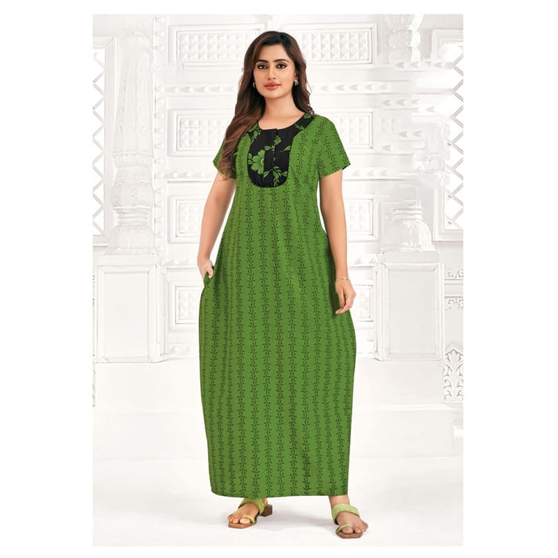 Pranjul Cotton Printed Nighty With Side Pocket - 947