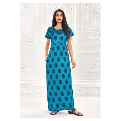 Pranjul Cotton Printed Nighty With Side Pocket - 942