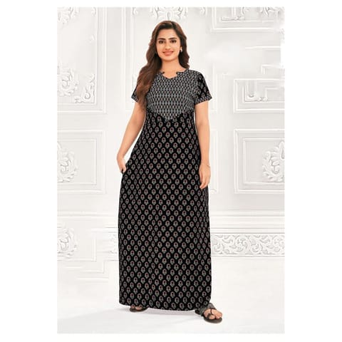 Pranjul Cotton Printed Nighty With Side Pocket - 941