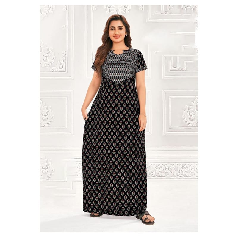 Pranjul Cotton Printed Nighty With Side Pocket - 941