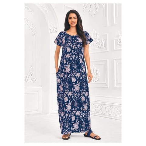 Pranjul Cotton Printed Nighty With Side Pocket - 940