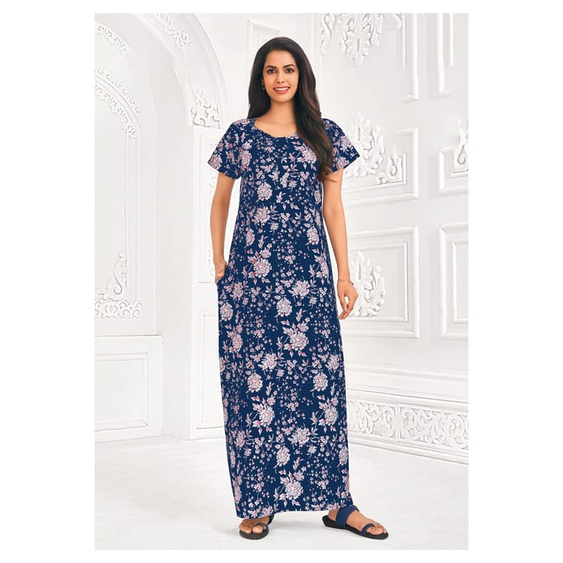 Pranjul Cotton Printed Nighty With Side Pocket - 940