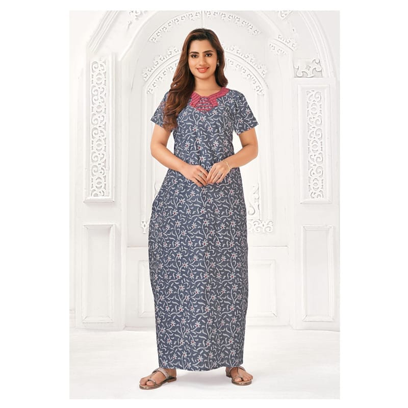 Pranjul Cotton Printed Nighty With Side Pocket - 937