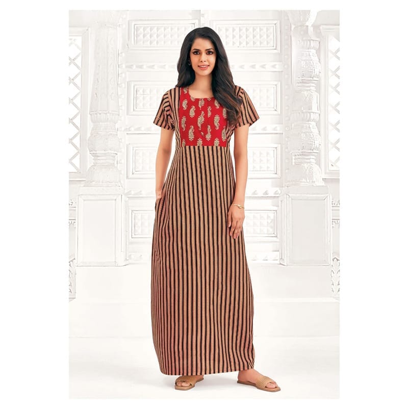 Pranjul Cotton Printed Nighty With Side Pocket - 936