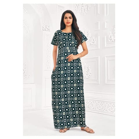 Pranjul Cotton Printed Nighty With Side Pocket - 934