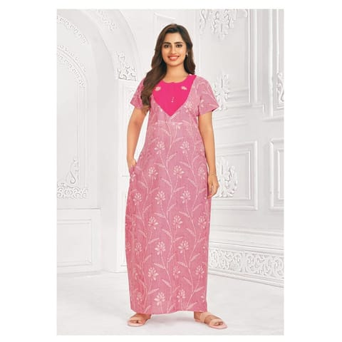 Pranjul Cotton Printed Nighty With Side Pocket - 931