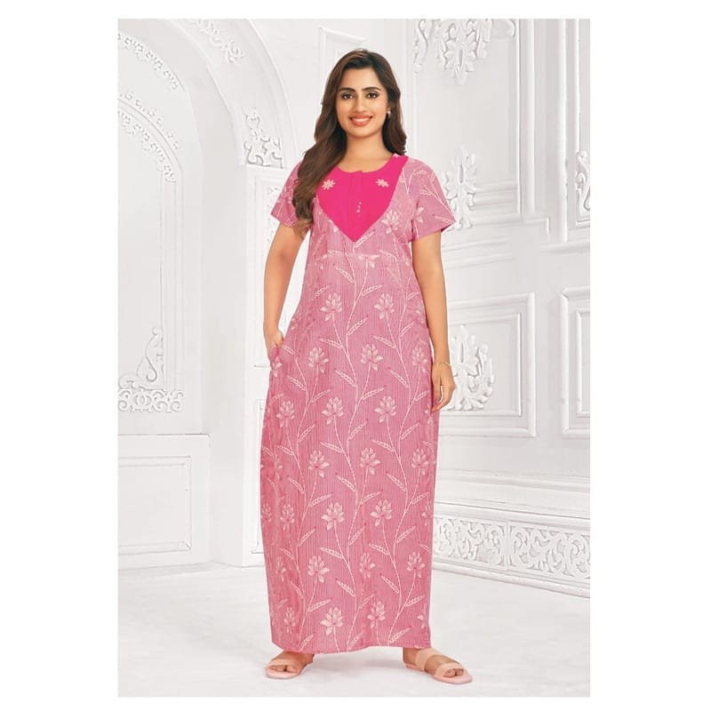 Pranjul Cotton Printed Nighty With Side Pocket - 931