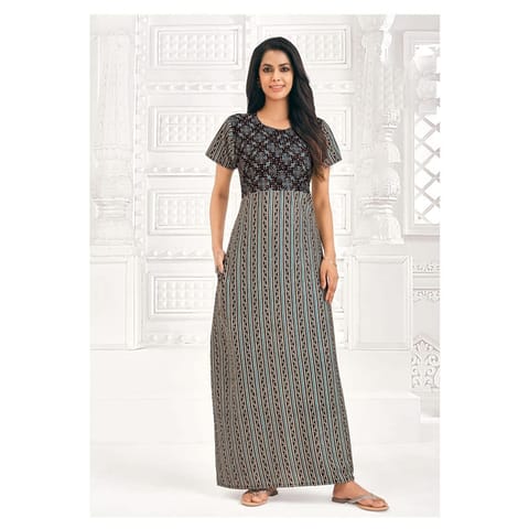 Pranjul Cotton Printed Nighty With Side Pocket - 960