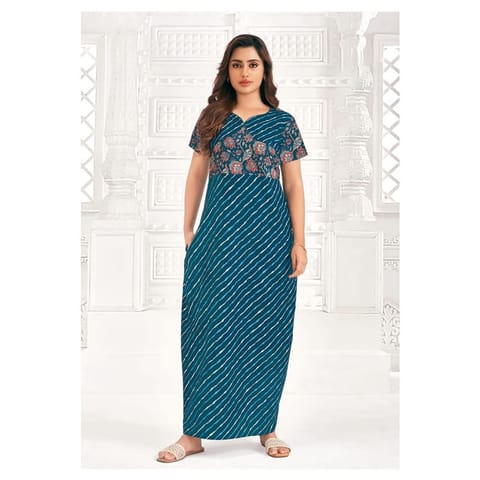Pranjul Cotton Printed Nighty With Side Pocket - 959