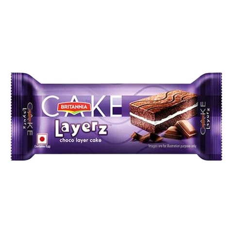 Britannia Layerz Choco Layer Cake - Comination Of Vanilla & Fluffy Cake, Contains Egg - 144g