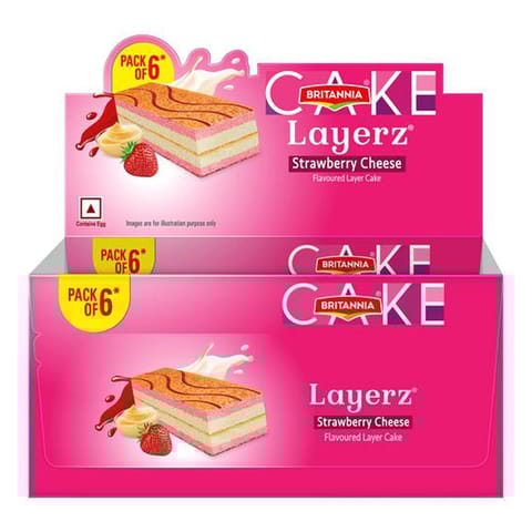 Britannia Layerz Strawberry Cheese Flavoured Layer Cake - 144 g