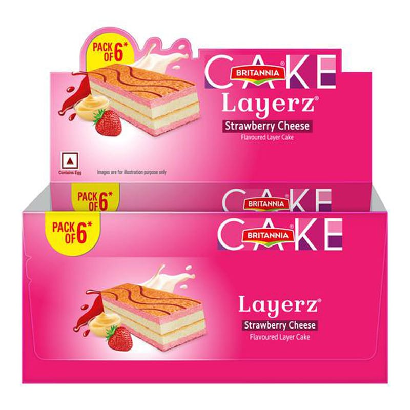 Britannia Layerz Strawberry Cheese Flavoured Layer Cake - 144 g