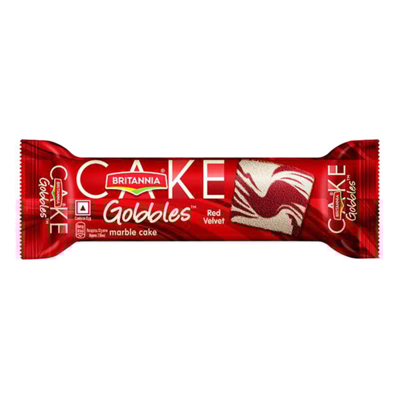 Britannia Gobbles Marble Cake - Red Velvet, Soft & Spongy - 110g