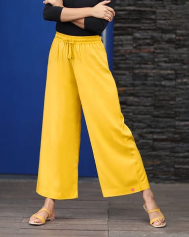 Twin Birds Women Wide Leg Palazzo Sweet Corn