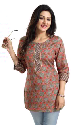 Pleasant Pista Green Rayon Short Kurti Tunic Top By Bloomkart
