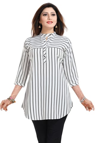 Exquisite White Poly Crepe Short Tunic By Bloomkart