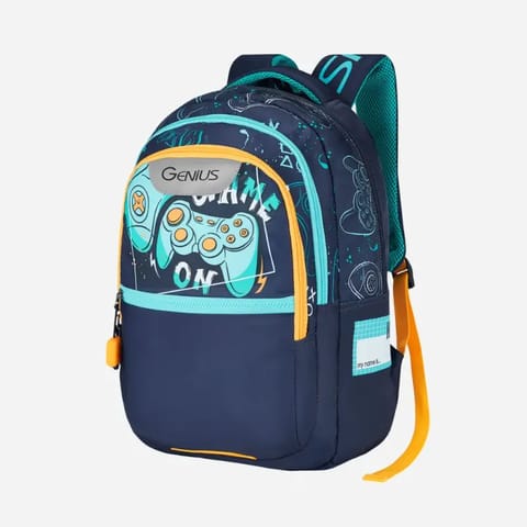Genius By Safari 27 ltr 17 Inch Joystick, 3 Compartment, File Holder, Name Tag, Zippered Hidden Pocket Printed School Bag for Boys & Girls, College Backpack, Office Bag, Travel Bag