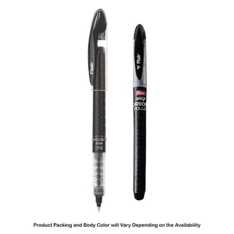 Flair Inky Carbonix Liquid Ink Roller Pen, Blue Ink, 2 Roller Ink Cartridges For School, Office, Home