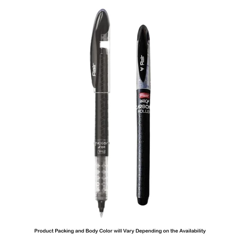 Flair Inky Carbonix Liquid Ink Roller Pen, Blue Ink, 2 Roller Ink Cartridges For School, Office, Home