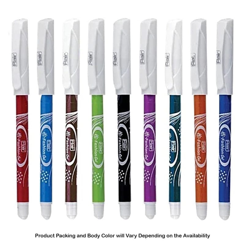 Flair Hi-Fashion Gel Pen 10 Assorted Colours  For School, Office, Home