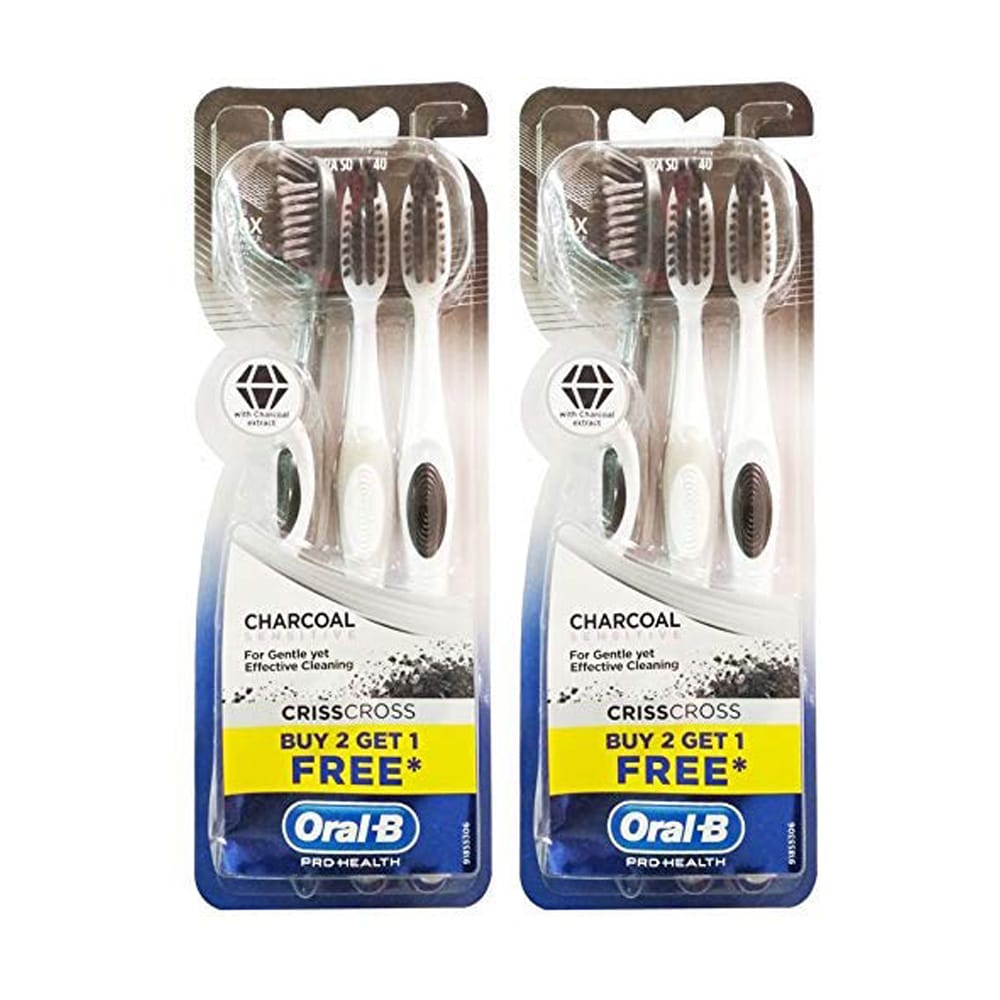 Oral-B Oral B Charcoal Sensitive Toothbrush - 3 Pieces (Extra Soft, Pack of 2)