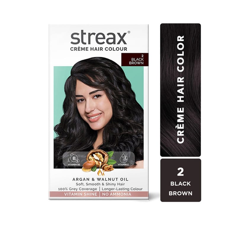 Streax Ultra Shine Cream Hair Colour, No Ammonia Cream - Black Brown