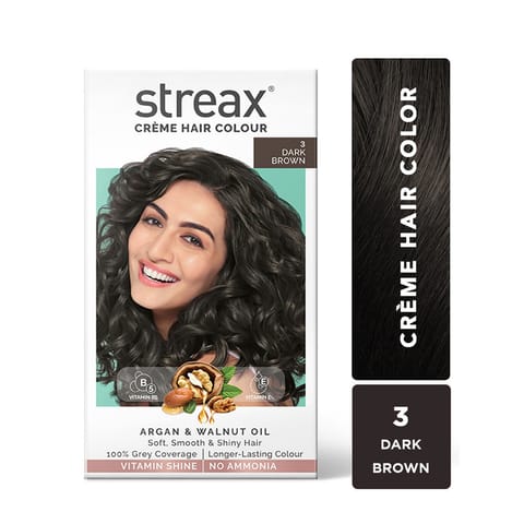 Streax Ultra Shine Cream Hair Colour, No Ammonia Cream - Dark Brown