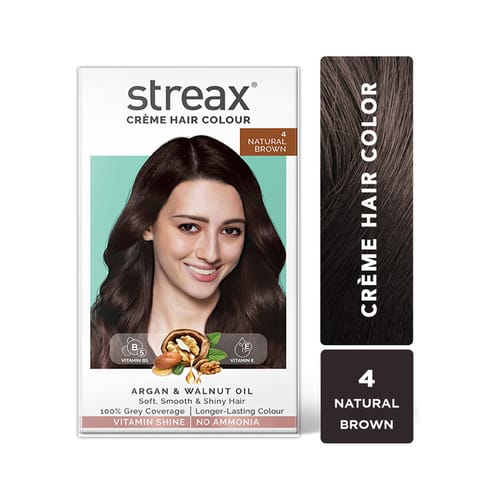 Streax Ultra Shine Cream Hair Colour, No Ammonia Cream - Natural Brown