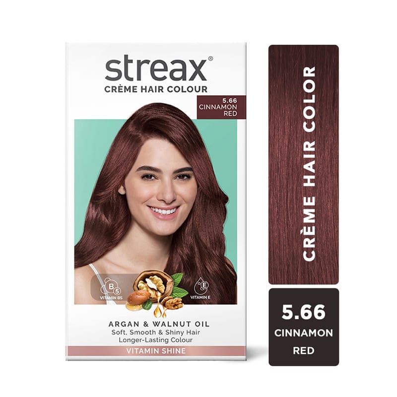 Streax Ultra Shine Cream Hair Colour, No Ammonia Cream - Cinnamon Red