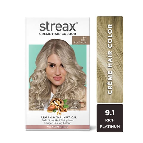 Streax Ultra Shine Cream Hair Colour, No Ammonia Cream - Rich Platinum
