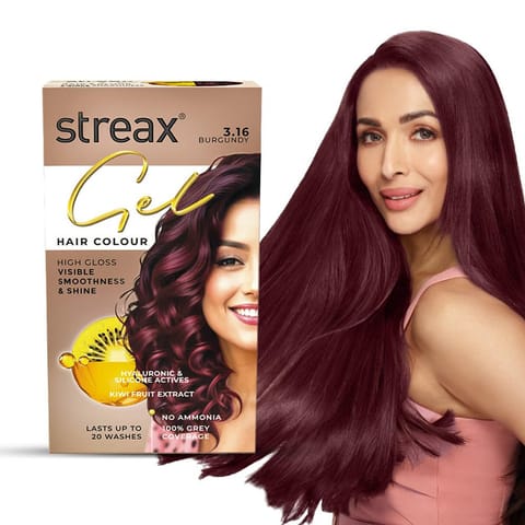 Streax Gel Hair Colour High Gloss Visible Smoothness And Shine - Burgundy